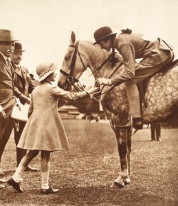 Prinses Elizabeth en een deelnemer, Kinderdag op de Richmond Horse Show